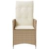 vidaXL Tuinstoel verstelbaar met kussens poly rattan beige