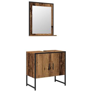vidaXL Badkamermeubelset Wandgemonteerd 2 pcs Bruin Bewerkt hout