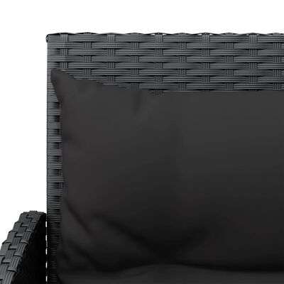 vidaXL 2-delige Loungeset met kussens L-vormig poly rattan zwart