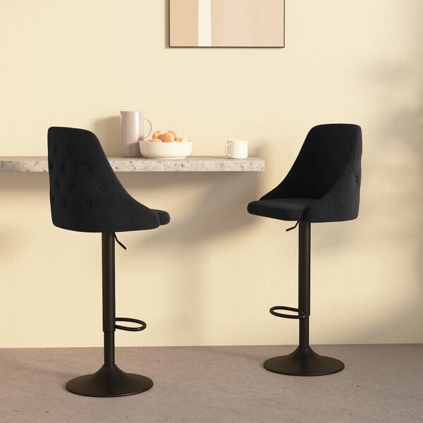 vidaXL Barkrukken 2 st fluweel zwart