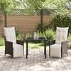vidaXL Tuin eettafelset met kussen 3 pcs Bruin poly rattan