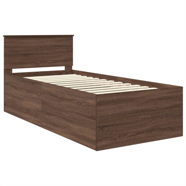 vidaXL Bedframe met hoofdeinde Bruin Eiken 90 x 190 cm Bewerkt hout