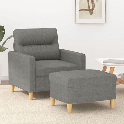 vidaXL Fauteuil met voetenbank 60 cm stof donkergrijs