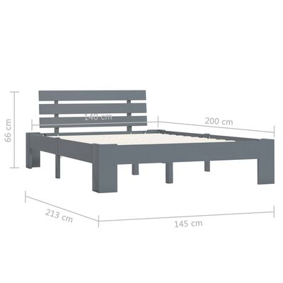 vidaXL Bedframe massief grenenhout grijs 140x200 cm