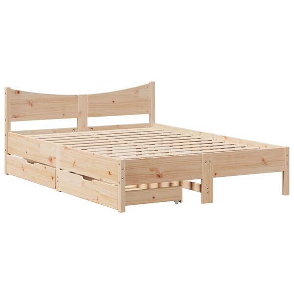 vidaXL Bedframe met lades massief grenenhout 140x200 cm
