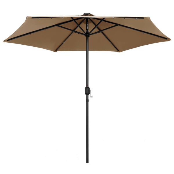 vidaXL Parasol met LED-verlichting en aluminium paal 270 cm taupe