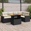 vidaXL 6-delige Loungeset met kussens poly rattan acacia zwart