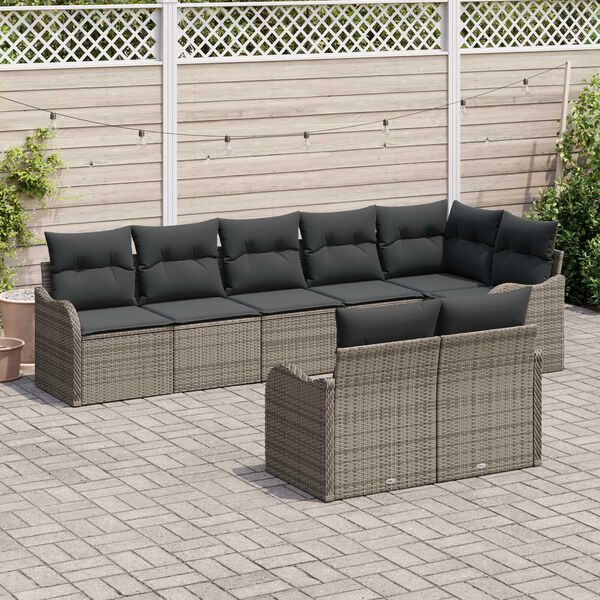 vidaXL Tuin Sofa Set Grijs poly rattan