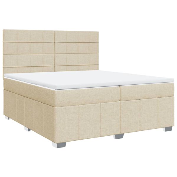 vidaXL Boxspring met matras stof cr&egrave;mekleurig 200x200 cm