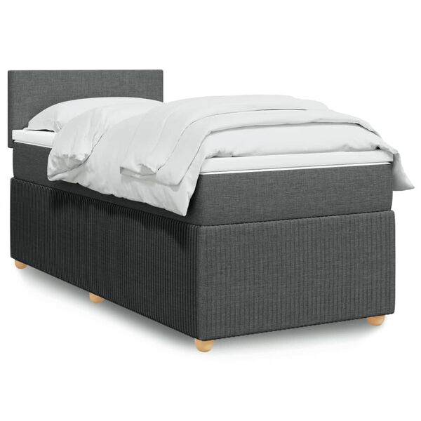 vidaXL Boxspring met matras stof donkergrijs 90x190 cm