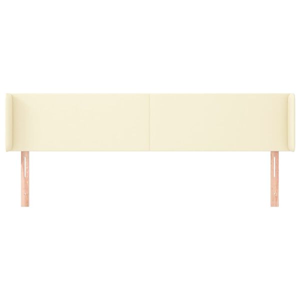 vidaXL Hoofdbord met randen 183x16x78/88 cm kunstleer cr&egrave;mekleurig