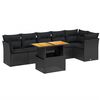 vidaXL 7-delige Loungeset met kussens poly rattan zwart