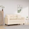 vidaXL Tweezitsbank met kussens 120 cm microvezelstof beige