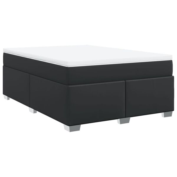 vidaXL Boxspring met matras kunstleer zwart 140x190 cm
