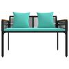 vidaXL Tuinbank Zwart en Turquoise 117 x 54 x 74.5 cm poly rattan