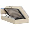 vidaXL LED Opslagbed met Matras Cr&egrave;mekleurig 90 x 200 cm Stof