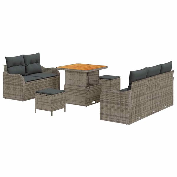 vidaXL Tuin Sofa Set met kussen met opslag met kussen 8 pcs Grijs