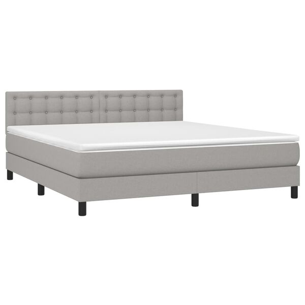 vidaXL Boxspring met matras stof lichtgrijs 160x200 cm