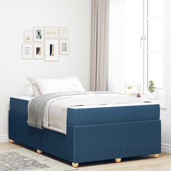 vidaXL Bedframe met matras Blauw 120 x 200 cm Stof
