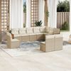 vidaXL 10-delige Loungeset met kussens poly rattan beige