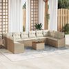 vidaXL Tuinbankenset met kussen 11 pcs Beige poly rattan