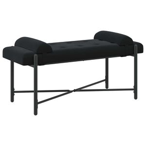 vidaXL Knop-gestept Bankje met Kussens Zwart 110 x 40 x 46 cm fluweel