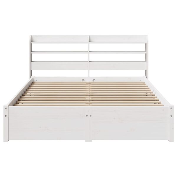 vidaXL Bedframe met hoofdeinde zonder matras 160x200 cm wit
