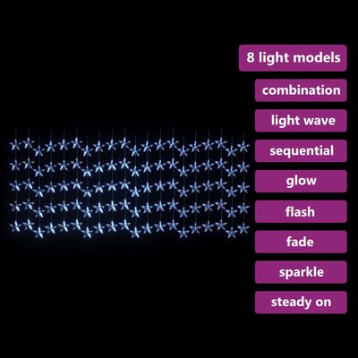 vidaXL Lichtsnoergordijn sterren met 500 LED's en 8 functies blauw