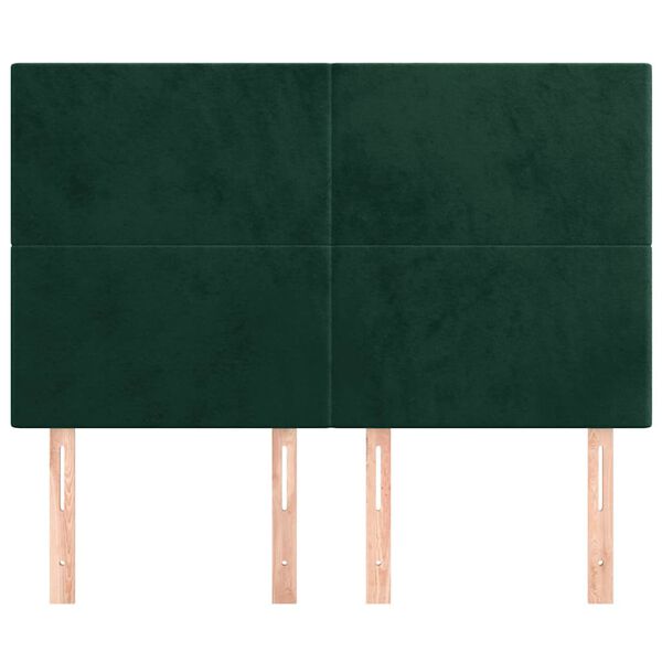 vidaXL Hoofdbord donkergroen 144x5x118/128 cm fluweel