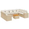 vidaXL 10-delige Loungeset met kussens poly rattan beige