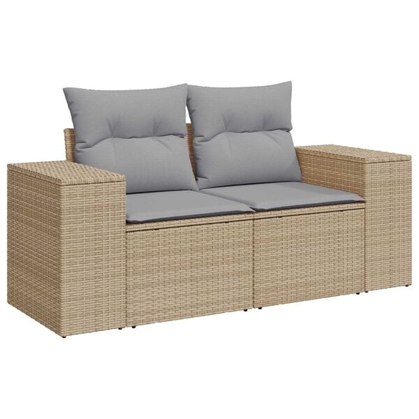vidaXL Tuin Sofa Set met kussen 8 pcs Beige poly rattan