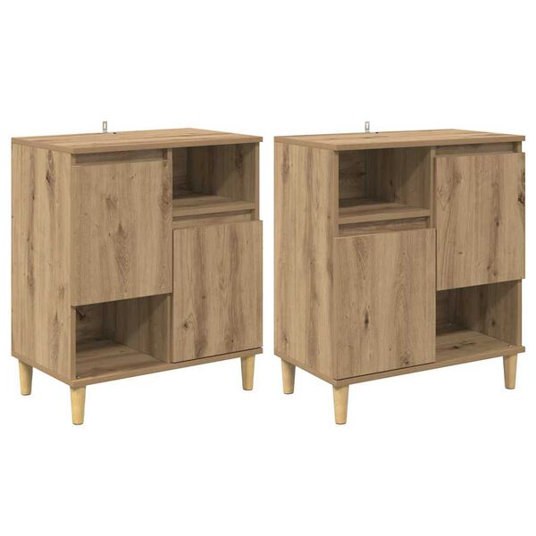 vidaXL Dressoirs 2 pcs Artisan Eiken 60 x 35 x 70 cm Bewerkt hout