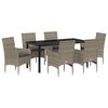 vidaXL Tuin eettafelset 7 st Grijs poly rattan