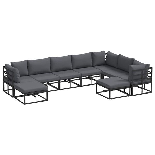 vidaXL Tuin Sofa Set 9 pcs Zwart Aluminium