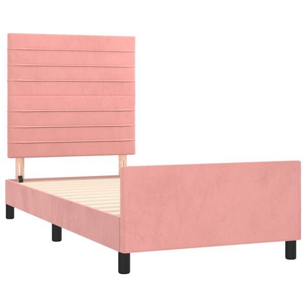 vidaXL Bedframe met hoofdeinde fluweel roze 100x200 cm