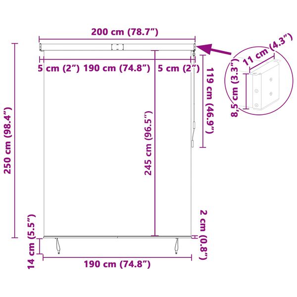 vidaXL Rolgordijn Geel en Blauw 200 x 250 cm Stof en Aluminium
