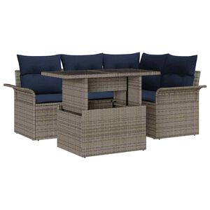 vidaXL Tuin Sofa Set 5 st Grijs poly rattan