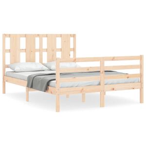 vidaXL Bedframe met hoofdbord massief hout
