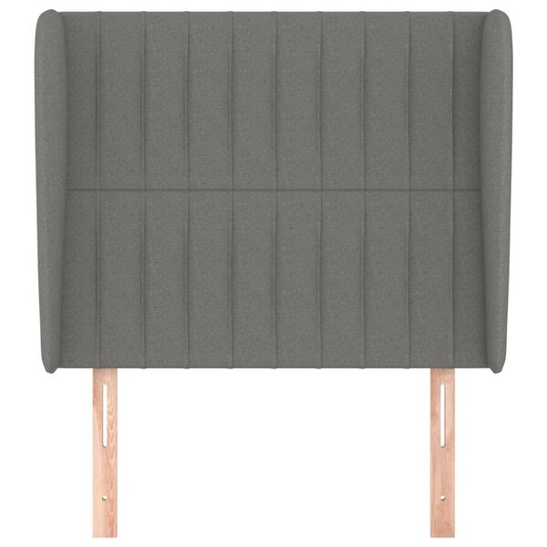 vidaXL Hoofdbord met randen 103x23x118/128 cm stof donkergrijs