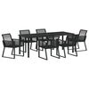 vidaXL Tuin eettafelset 7 pcs Zwart Gepoedercoat staal