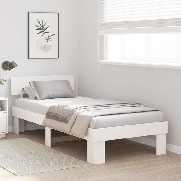 vidaXL Bedframe met hoofdeinde Wit 80 x 200 cm Massief grenenhout