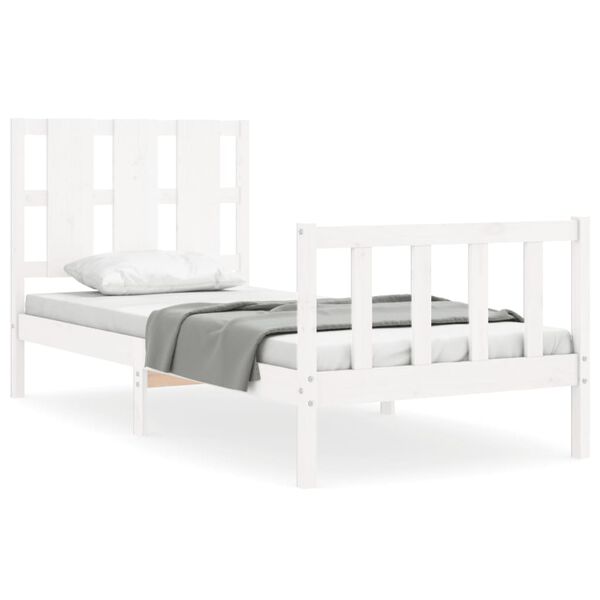 vidaXL Bedframe met hoofdbord massief hout wit