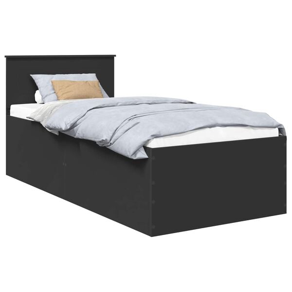 vidaXL Bedframe met hoofdeinde Zwart 120 x 200 cm Bewerkt hout