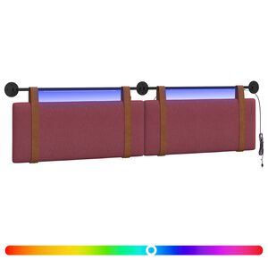 vidaXL Hangend hoofdbord Met LED-verlichting Wijnrood Antiek PU