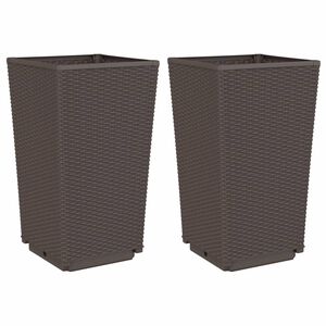 vidaXL Plantenbakken 2 st 32,5x32,5x57 cm polypropeen bruin