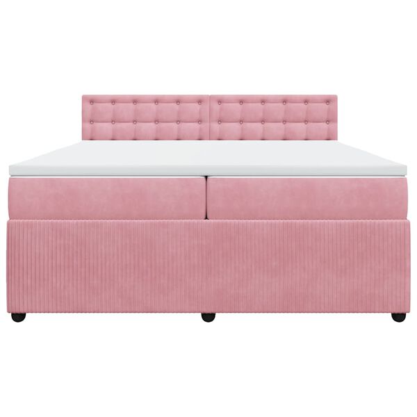 vidaXL Boxspring met matras fluweel roze 200x200 cm