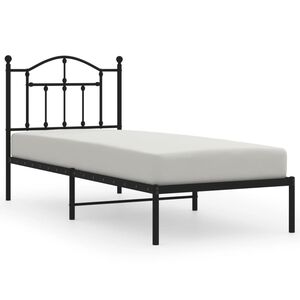 vidaXL Bedframe met hoofdbord metaal zwart 90x190 cm