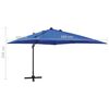 vidaXL Zweefparasol met paal en LED-verlichting 300 cm azuurblauw