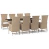vidaXL 9-delige Tuinset met kussens poly rattan beige