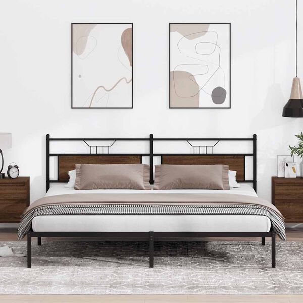 vidaXL Bedframe zonder matras 200x200 cm spaanplaat bruin eikenkleurig